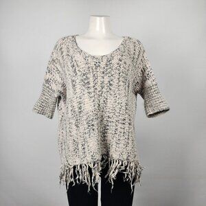 UMGEE Grey Cotton Tassel Hem Knit Sweater Top Size M/L